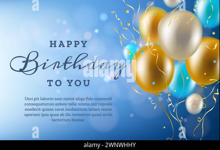 Happy Birthday Poster mit realistischen Ballons Stock Vektor