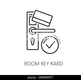 Schlüsselkartensymbol isoliertes Symbol für Logo, Web, App, UI. Einfaches Schild mit Schlüsselkarte für Hotelzimmer. Anleitung zum Öffnen der elektronischen Schlüsselkarte Stock Vektor