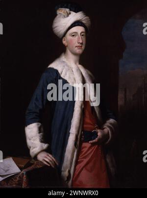 John Montagu (1718–1792), 4. Earl of Sandwich, Staatsmann, Politiker und Erfinder des Sandwiches, Portraitgemälde in Öl auf Leinwand von Joseph Highmore, 1740 Stockfoto