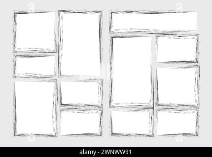 Manga Set Storyboard Layout Vorlage für schnelles Erstellen des Comic-Stil. Das A4-Format ist für den Ausdruck geeignet. Vektor-isolierte Grunge Stock Vektor