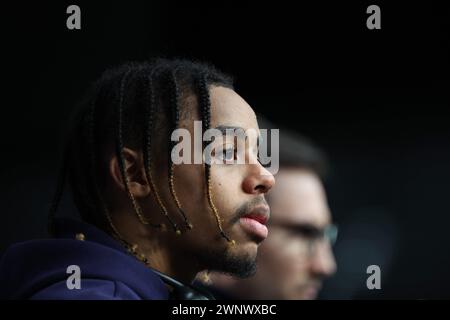 Saint Sebastien, Frankreich. März 2024. © PHOTOPQR/LE PARISIEN/Le Parisien/Arnaud Journois ; SAINT SEBASTIEN ; 04/03/2024 ; FUSSBALL, 03.04.2024/LIGUE DES CHAMPIONS UEFA, 8E DE FINALE RETOUR, SAINT SABASTIEN ( ESPAGNE ), STADE ANOETA REALE ARENA/REAL SOCIEDAD - PARIS SG/BRADLEY BARCOLA/PHOTO LE PARISIEN/ARNAUD JOURNOIS 4. März 2024 Pressekonferenz der Real Sociedad vor ihrem UEFA-Champions-Pokalspiel gegen -PSG Credit: MAXPPP/Alamy Live News Stockfoto