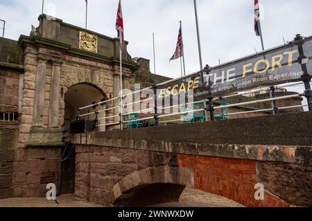 Eintritt zur Fort Perch Rock Meerespromenade New Brighton Stockfoto