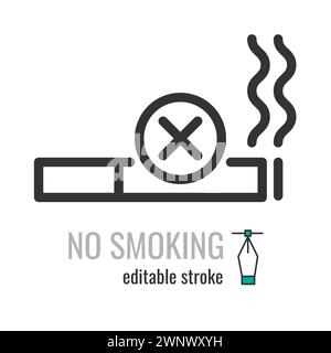 Rauchen verboten Symbol. Rauchsymbol für Sperrzone. Nichtraucher-Piktogramm. Rauchverbotsschild nicht rauchen. Vektorgrafik Abbildung EPS 10. Bearbeitbare Kontur Stock Vektor