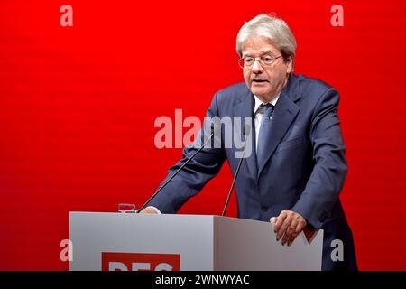 Rom, Italien. März 2024. Paolo Gentiloni während des Wahlkongresses der Partei der europäischen Sozialisten (SPE) vor den bevorstehenden Europawahlen 2024 am 2. März 2024 in Rom Credit: dpa/Alamy Live News Stockfoto