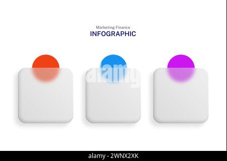 Vorlage für geschäftliche Zeitachsen. Infografik 4 Schritte. Der Glasmorphismus-Effekt. Infografik zur Marketingfinanzierung. Transparentes mattiertes Acryl Stockfoto