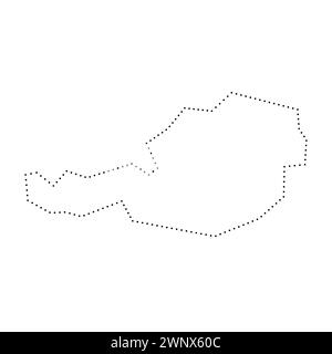 Vereinfachte Karte für Österreich. Schwarz gepunktete Kontur. Einfaches Vektorsymbol. Stock Vektor