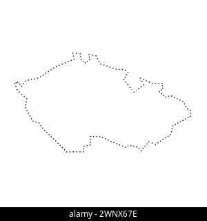 Vereinfachte Karte für das Land der Tschechischen Republik. Schwarz gepunktete Kontur. Einfaches Vektorsymbol. Stock Vektor