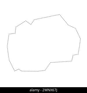 Vereinfachte Landkarte des Landes Nordmazedonien. Schwarz gepunktete Kontur. Einfaches Vektorsymbol. Stock Vektor