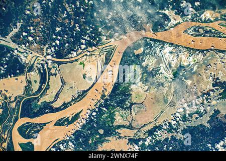 Land Feature, in der Nähe von Obidos, Brasilien. Digitale Bildverbesserung durch die NASA Stockfoto