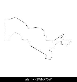 Vereinfachte Landkarte Usbekistan. Schwarz gepunktete Kontur. Einfaches Vektorsymbol. Stock Vektor