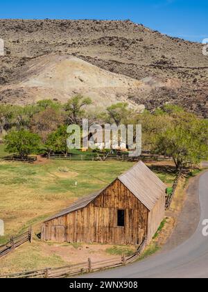 Gifford Ranch vom Cohab Canyon Trail, Capitol Reef National Park, Torrey, Utah. Stockfoto