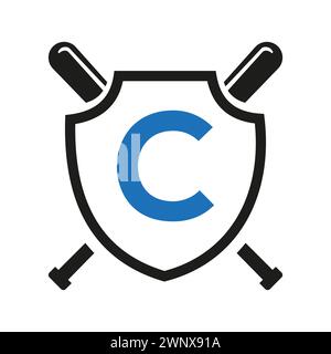 Letter C Baseball Logo Design Vektorvorlage. Baseball Club Symbol Stock Vektor