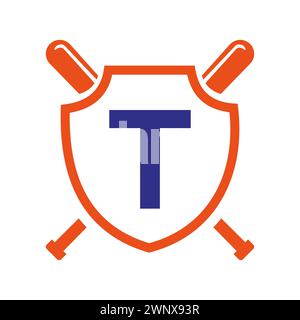 Letter T Baseball Logo Design Vektorvorlage. Baseball Club Symbol Stock Vektor