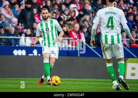 3. März 2024; Metropolitano Stadium Madrid, Spanien, spanischer La Liga Fußball, Atletico Madrid gegen Real Betis; Pezzella kommt hinein Stockfoto