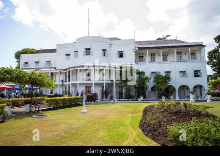 Das Barbadian State House, auch bekannt als Government House. Das 1755 erbaute Herrenhaus aus dem 18. Jahrhundert ist die offizielle Residenz des Präsidenten von Barbados. Stockfoto