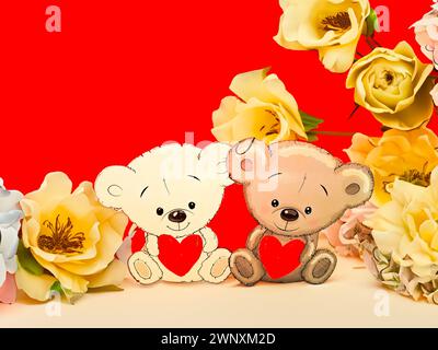 Frauentag. Muttertag. Geburtstag. Valentinstag-Konzept. Teddy Bears Pärchen Stockfoto