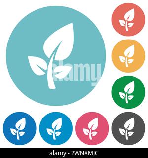 Sustainability solide weiße Symbole auf runden farbigen Hintergründen Stock Vektor