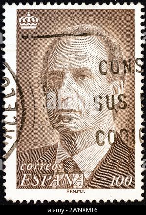 SPANIEN - UM 1996: Eine in Spanien gedruckte Briefmarke zeigt ein Porträt von König Juan Carlos I. Stockfoto