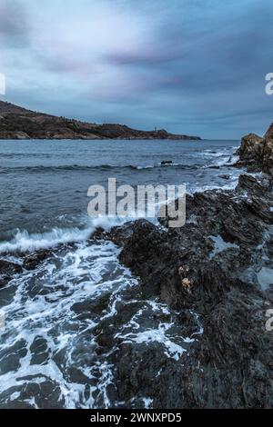 Site de Paulilles - Vue de la baie au coucher du soleil Stockfoto