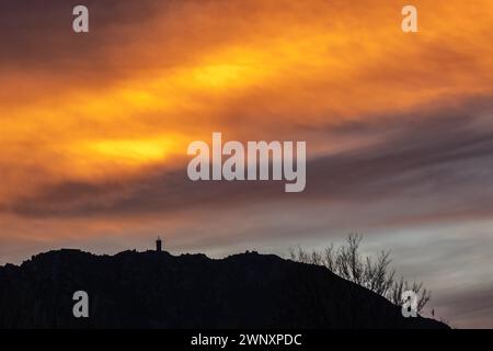 Site de Paulilles - Coucher de soleil sur la Tour Madeloc Stockfoto