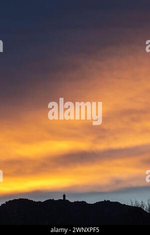 Site de Paulilles - Coucher de soleil sur la Tour Madeloc Stockfoto