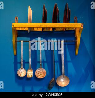 Cerdà Museum in Puigcerdà. Zimmer, die ein traditionelles Cerdanya-Haus nachbilden (Puigcerdà, Girona, Katalonien, Spanien, Pyrenäen) Stockfoto