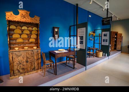 Cerdà Museum in Puigcerdà. Zimmer, die ein traditionelles Cerdanya-Haus nachbilden (Puigcerdà, Girona, Katalonien, Spanien, Pyrenäen) Stockfoto