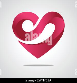 3D rotes Herz Liebe Form Vektor Stock Vektor