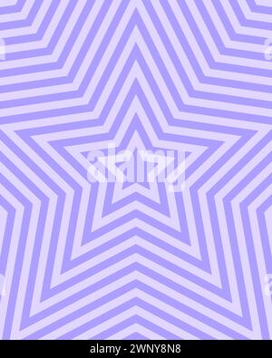 Konzentrischer Hintergrund aus violetten Sternen. Trendiges y2k-Poster in Pastellfarben. Preppy Groovig Psychedelic Tapetendesign. Ästhetisches Muster mit hypnotischer Wirkung. Illustration der Vektorabwicklung. Stock Vektor