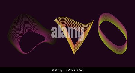 Abstrakte, glatte, wellenförmige Linien. Futuristischer Hintergrund. Dynamische Wellenform. Formen festlegen. Design Banner Flyer Cover Website. Vektorabbildung Stock Vektor