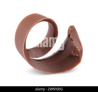 Eine köstliche Schokoladenrasierung isoliert auf weiß Stockfoto