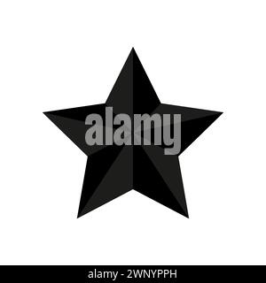 Ein schwarzer 3D-Stern mit fünf Punkten und dezenter Schattierung auf weißem Hintergrund. Vektorabbildung. EPS 10. Stock Vektor