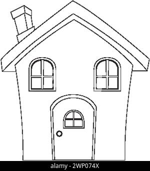 Einfache Linienzeichnung eines malerischen Hauses Stock Vektor