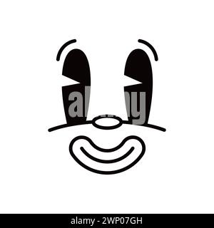 Groovie Comicfigur Gesichtsausdruck. Groovie nette Stimmung Emoji, Karikatur lustige Persönlichkeit Gesicht oder Comic glücklich lächelnde Vektor Emotion Stock Vektor
