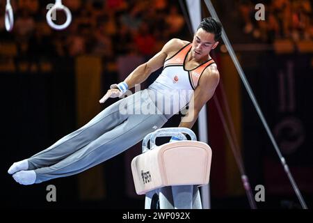 Loran de Munck (Niederlande, Silbermedaille). Europameisterschaften München 2022: Kunstturnen, Männerfinale Stockfoto