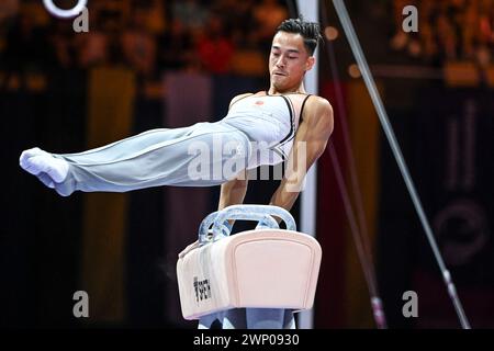 Loran de Munck (Niederlande, Silbermedaille). Europameisterschaften München 2022: Kunstturnen, Männerfinale Stockfoto