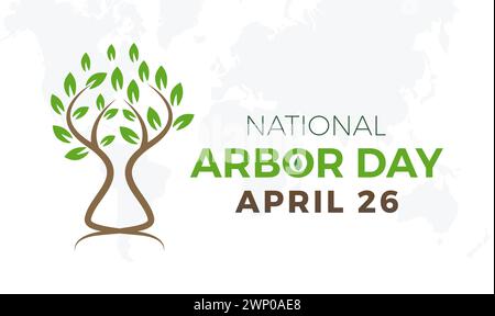 National Arbor Day wird jedes Jahr am 26. April gefeiert, Vektorbanner, Flyer, Poster und Social Media Template Design. Stock Vektor