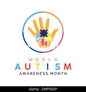 National Autism Awareness Month jedes Jahr im April, Vector Banner, Flyer, Poster und Social Media Template Design. Stock Vektor