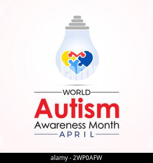 National Autism Awareness Month jedes Jahr im April, Vector Banner, Flyer, Poster und Social Media Template Design. Stock Vektor