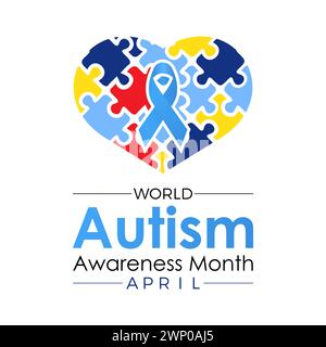 National Autism Awareness Month jedes Jahr im April, Vector Banner, Flyer, Poster und Social Media Template Design. Stock Vektor