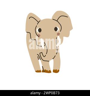 Niedliches tropisches Tier Elefant Baby Charakter isoliert. Vektordarstellung isoliert. Kann für Karten und Hintergründe verwendet werden. Stock Vektor