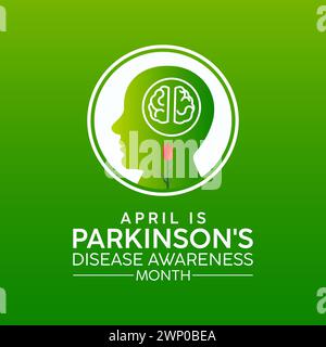 National Parkinson's Disease Awareness Month beobachtet jedes Jahr im April, Vektor Banner, Flyer, Poster und Social medial Template Design. Stock Vektor