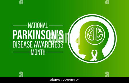 National Parkinson's Disease Awareness Month beobachtet jedes Jahr im April, Vektor Banner, Flyer, Poster und Social medial Template Design. Stock Vektor