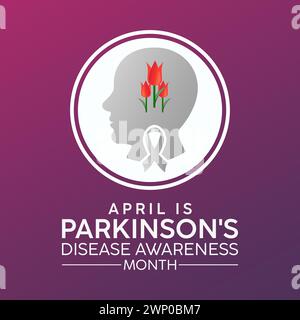 National Parkinson's Disease Awareness Month beobachtet jedes Jahr im April, Vektor Banner, Flyer, Poster und Social medial Template Design. Stock Vektor