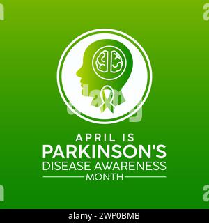 National Parkinson's Disease Awareness Month beobachtet jedes Jahr im April, Vektor Banner, Flyer, Poster und Social medial Template Design. Stock Vektor