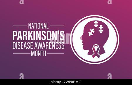 National Parkinson's Disease Awareness Month beobachtet jedes Jahr im April, Vektor Banner, Flyer, Poster und Social medial Template Design. Stock Vektor