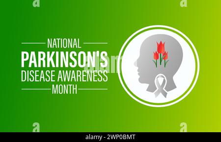 National Parkinson's Disease Awareness Month beobachtet jedes Jahr im April, Vektor Banner, Flyer, Poster und Social medial Template Design. Stock Vektor