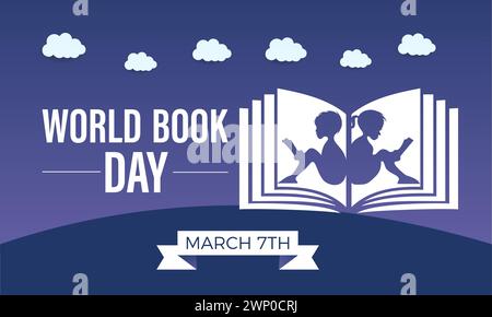 Der Weltbuchtag wird jedes Jahr am 23. April gefeiert, Vektorbanner, Flyer, Poster und Vorlagen für soziale Medien. Stock Vektor