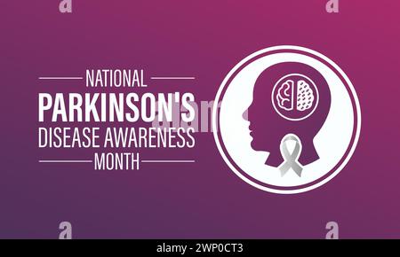 National Parkinson's Disease Awareness Month beobachtet jedes Jahr im April, Vektor Banner, Flyer, Poster und Social medial Template Design. Stock Vektor