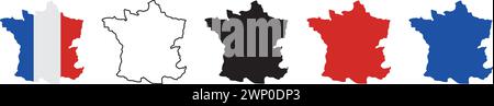 Frankreich Karte Symbolsatz, Frankreich Karte isoliert Stock Vektor